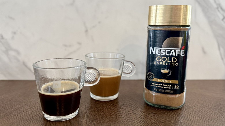 Nescafé instant espresso on a table in two cups