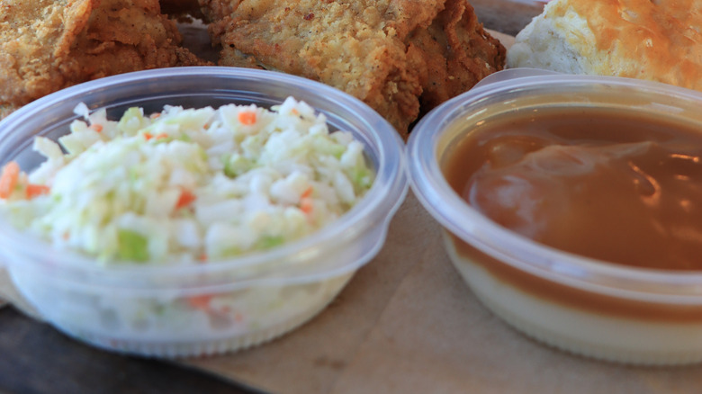 KFC chicken with coleslaw and gravy