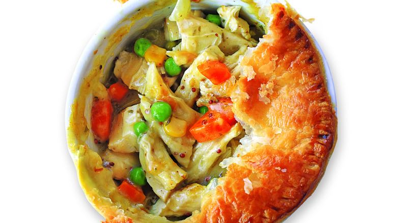 chicken pot pie showing filling
