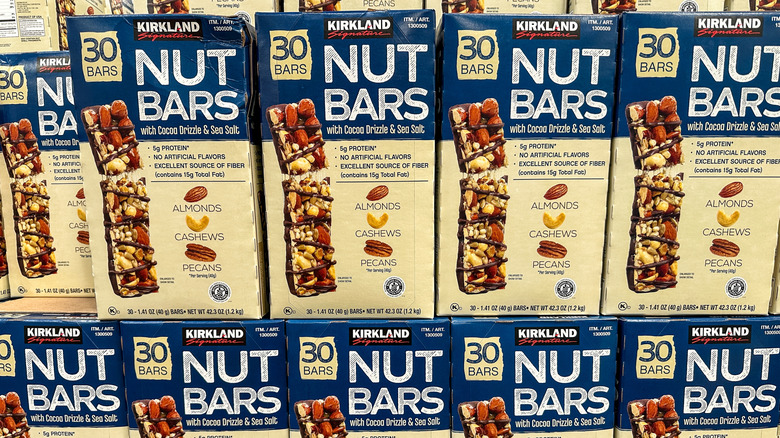 Boxes of Kirkland Signature nut bars