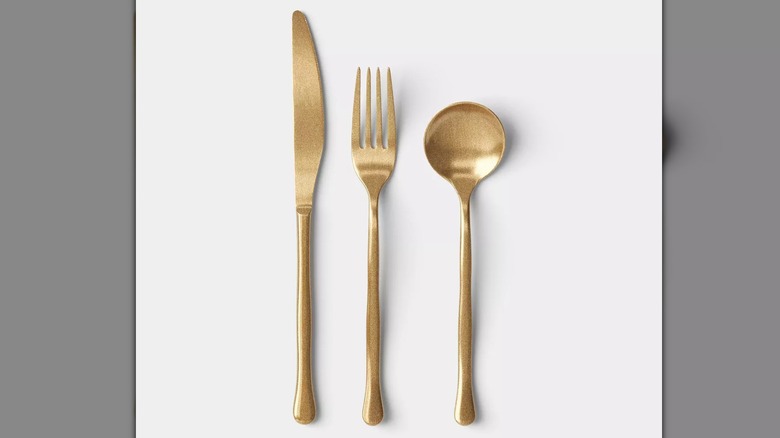 Threshold 3-piece Organic Tumbled Gold Flatware Set