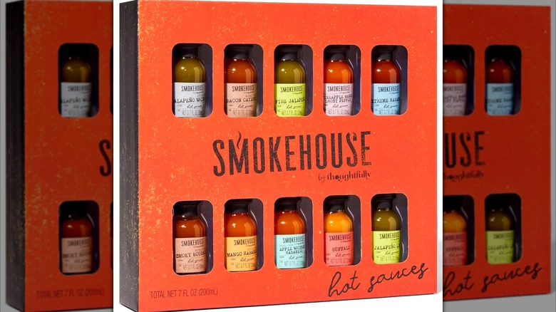 Gourmet Hot Sauce Gift Set in orange package from Thoughtfully on a white background.