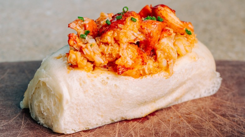 Eventide Oyster Co. lobster roll on a wooden countertop