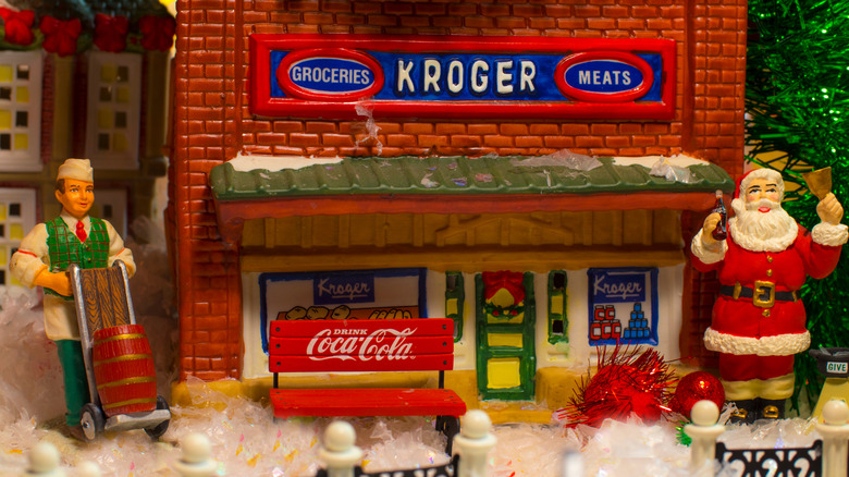 Model Kroger store in a Christmas village scene