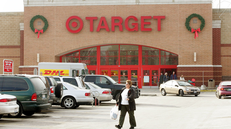 Target store with Christmas wreaths