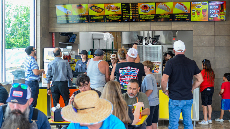 Interior of a Taco Casa, busy with customers