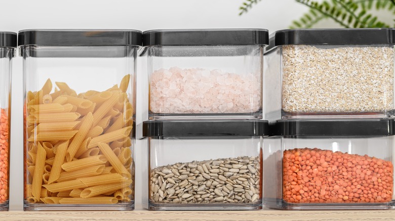 Kitchen ingredients in airtight containers