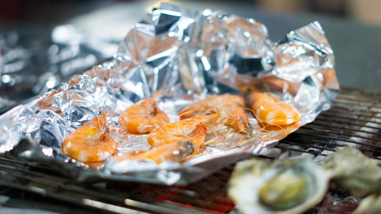 Grilled shrimp in a foil packet