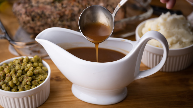 Brown gravy in a boat