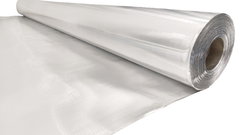 Dual-faced aluminum foil weave background, featuring a symmetrical pattern
