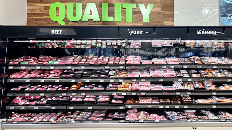 Meat section at an Aldi store