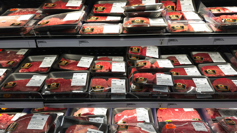 The ground meat section at a Meijer supermarket