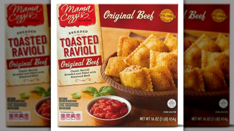 A box of Mama Cozzi's toasted ravioli
