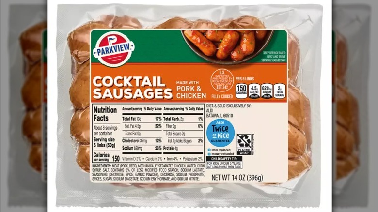 A package of Parkview cocktail sausages
