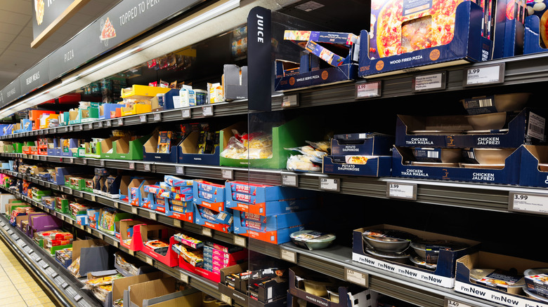 A selection of products in an Aldi aisle.