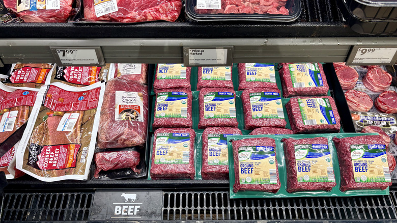 The meat aisle of an Aldi's store.