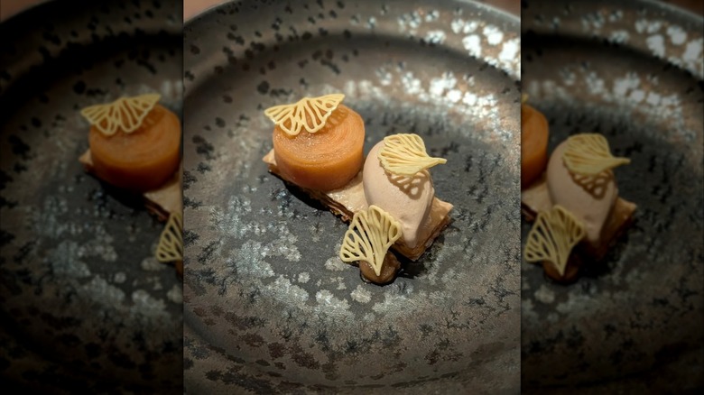 Pretty dessert on a plate at N/Naka