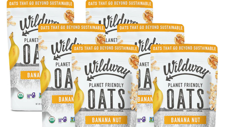Wildway Banana Nut Organic Oats package next to bowl
