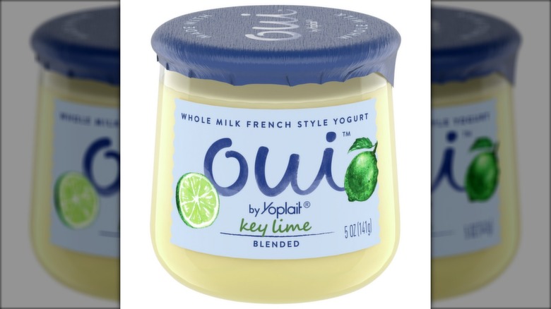 Close up of Oui by Yoplait Key Lime jar
