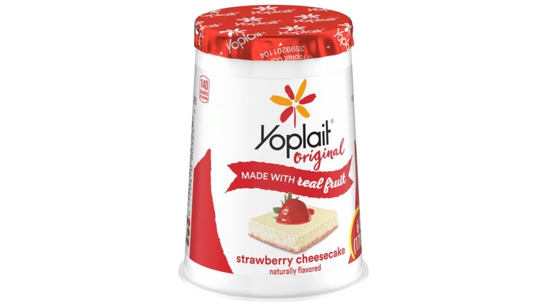 Yoplait Strawberry Cheesecake yogurt container
