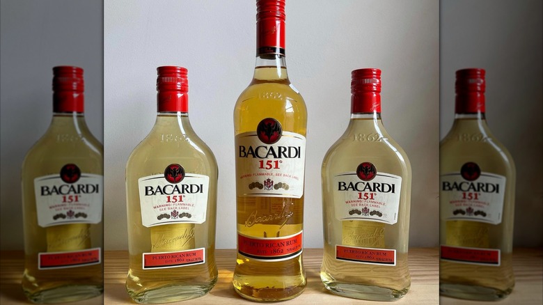 Bacardi 151 in various sized bottles