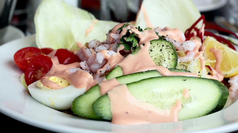 Plate of shrimp Louie