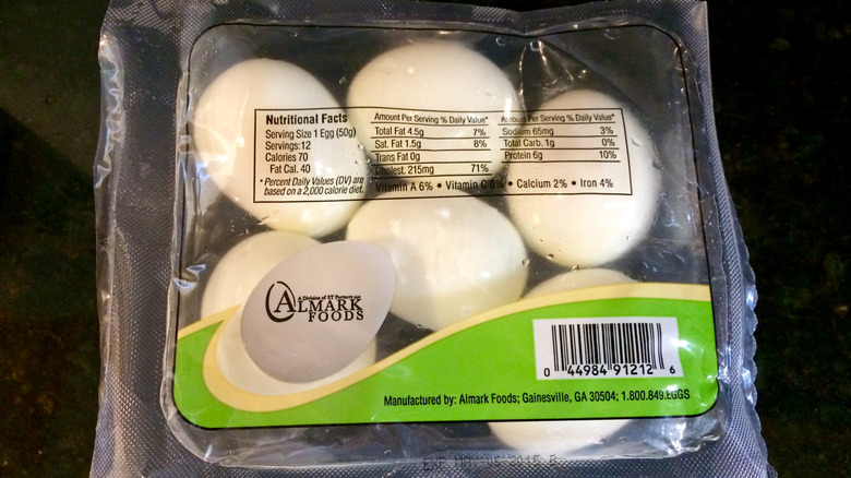 Hard-boiled eggs in vacuum-sealed packaging