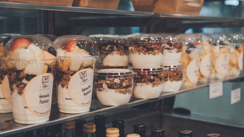 Parfaits in plastic cups at grocery store