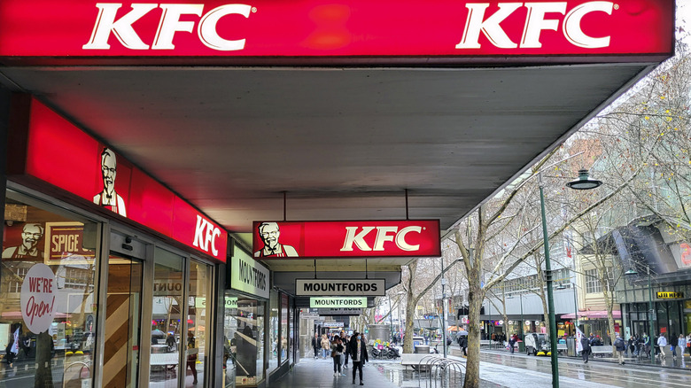 Customers approach a KFC restaurant
