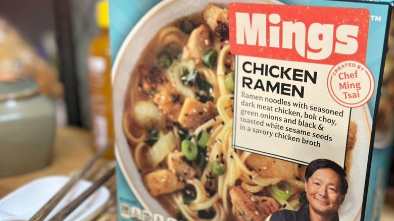 Mings Chicken Ramen with chopsticks