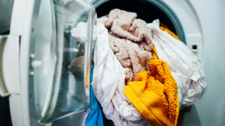 Wet clothes in a washing machine