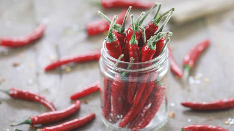 Jar of red peppers
