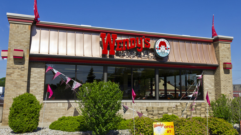 An exterior shot of a Wendy's, day