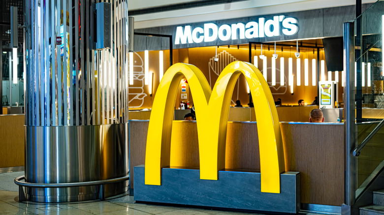 Exterior of a McDonald's in a food court