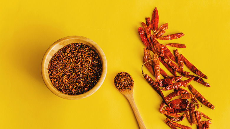 Guajillo chile powder and dried chiles