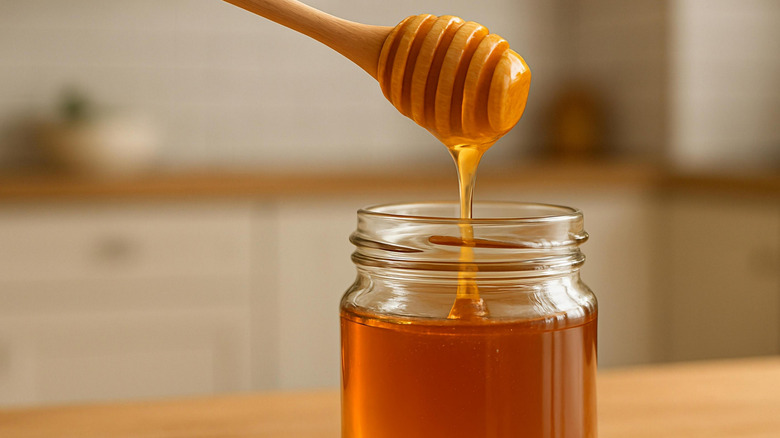 Honey in a glass jar