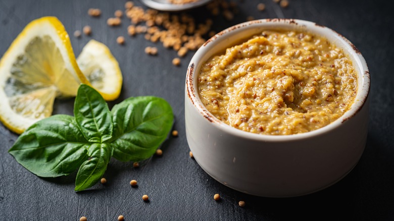 whole grain mustard in bowl