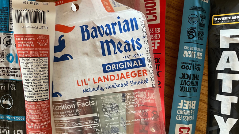 A flurry of meat stick packaging
