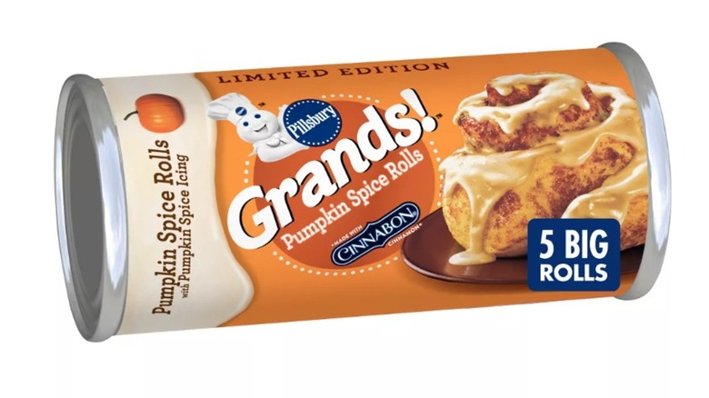Product image of Pillsbury Grands Pumpkin Spice Rolls on a white background.