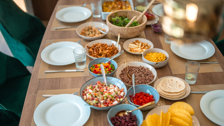 Taco ingredients on a table