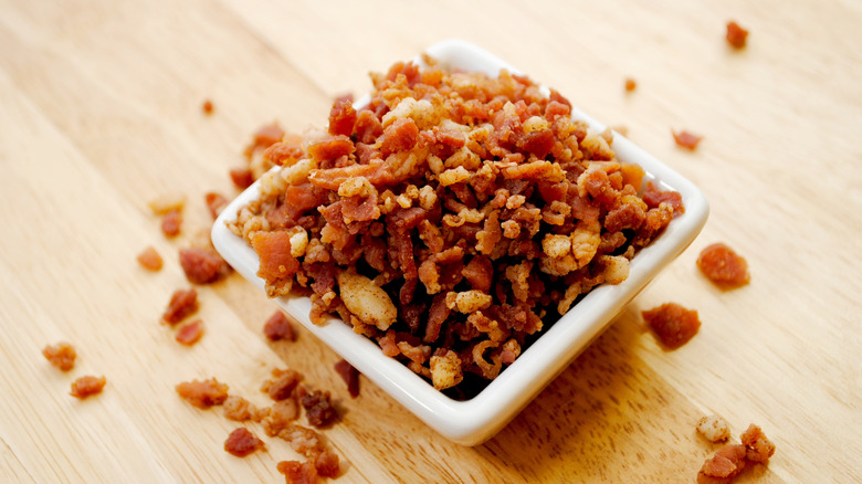 A bowl full of bacon bits