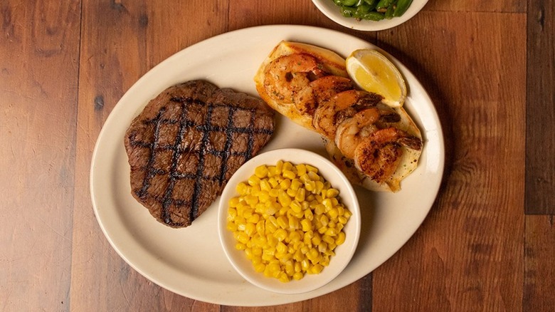 Steak, corn, and shrimp from Texas Roadhouse