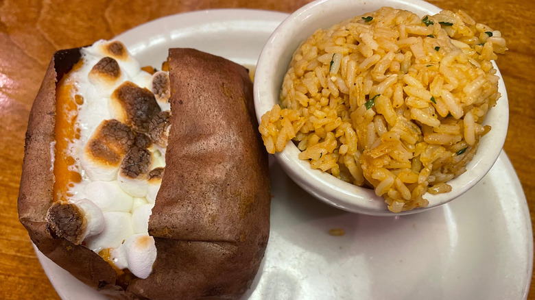 Loaded sweet potato dish at Texas Roadhouse