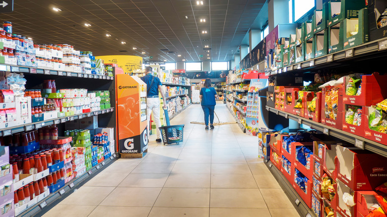 Aisle of Aldi store