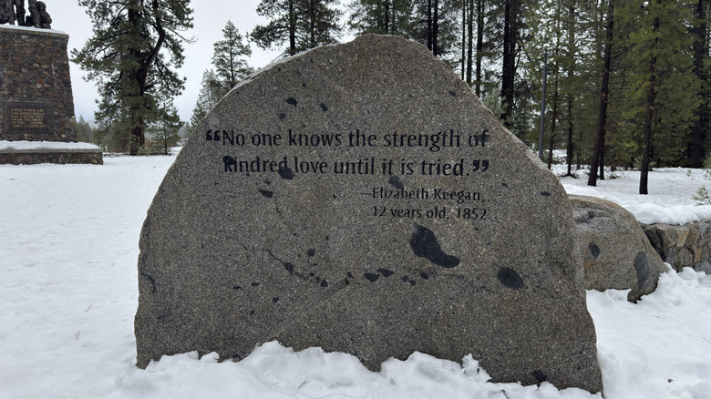 A memorial stone from the 1800s with a quote on it