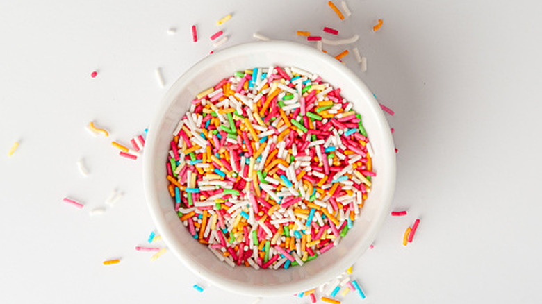 Rainbow sprinkles in a bowl