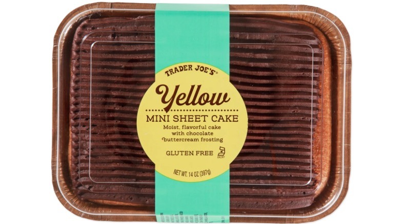 Trader Joe's Yellow Mini Sheet Cake on white background
