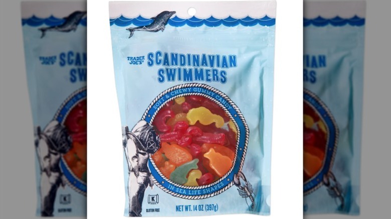 Bag of Trader Joe's Scandinavian Swimmers on white background