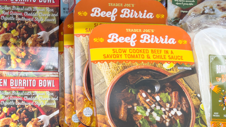 Trader Joe's beef birria displayed in the meat section of the store