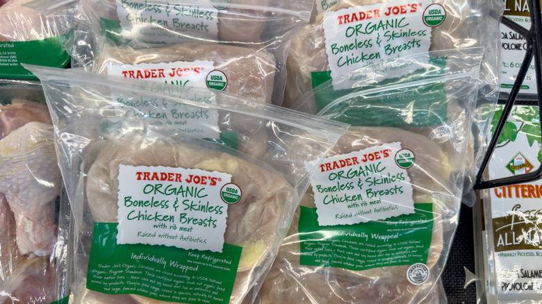 Trader Joe's organic chicken breast in the meat section